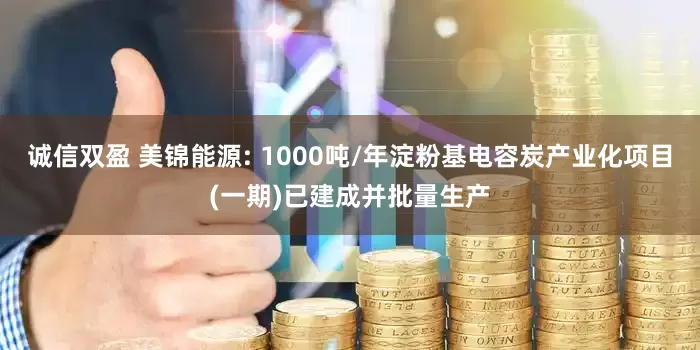 诚信双盈 美锦能源: 1000吨/年淀粉基电容炭产业化项目(一期)已建成并批量生产